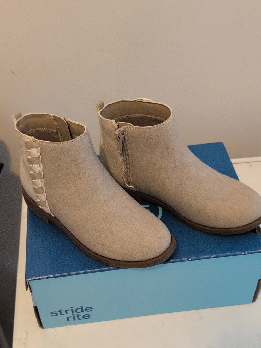 Stride Rite Faux-Suede Ankle Booties with Braid Detail 13M